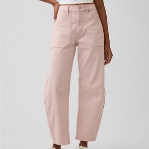 Women's Pink High-Waisted Barrel Jeans